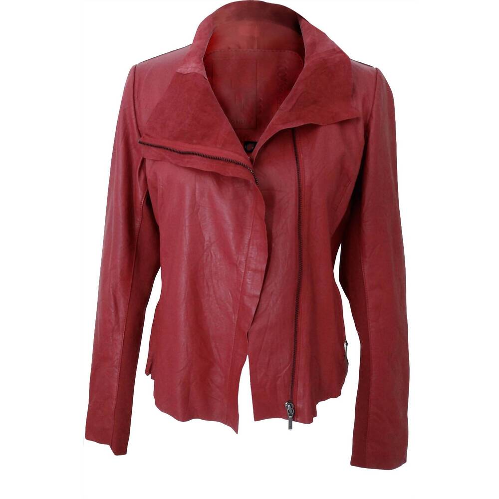 NEW CIGNO NERO women's lene leather jacket in cranberry